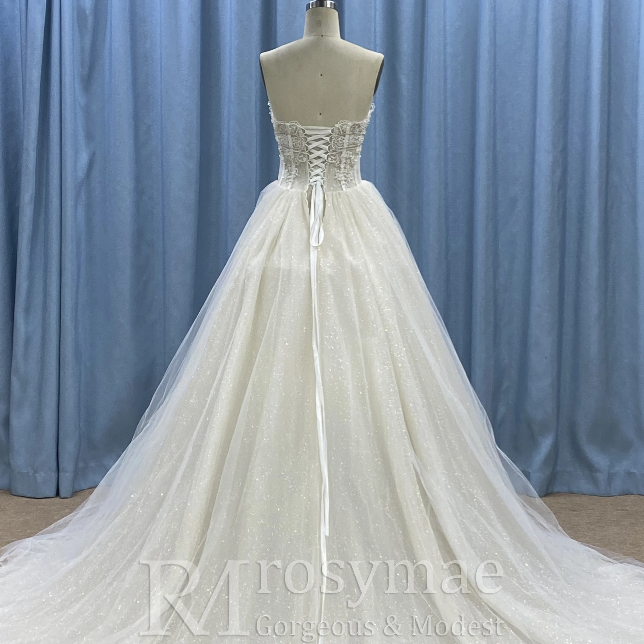 Rosymae Тюлевое кружевное свадебное платье трапециевидной формы Модный дизайн со съемным верхом Элегантное свадебное платье