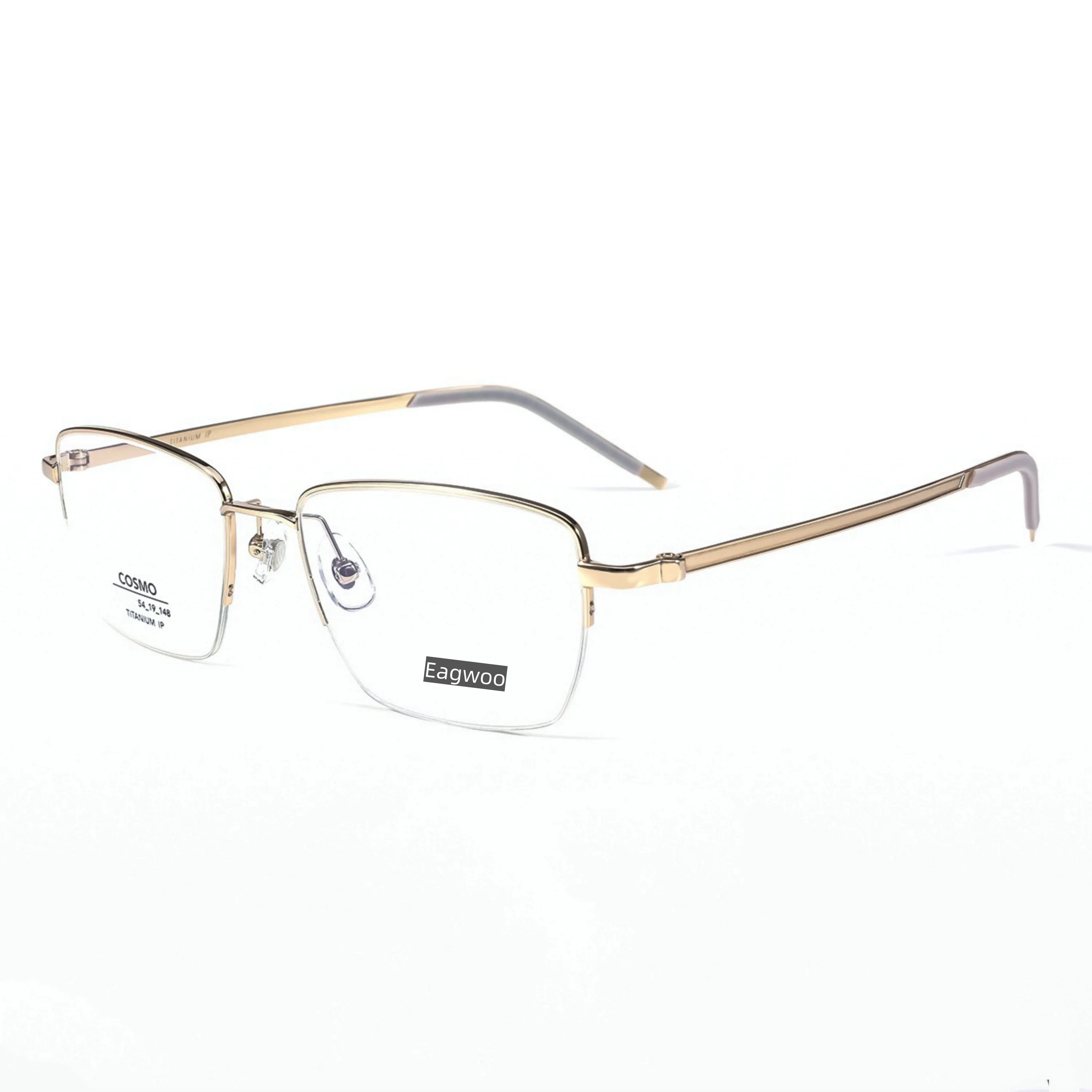 Men Optical Frame Half Rim Pure Titanium Eyeglasses Business Style Smart High Grade Glasses 19mm Bridge 148mm Temple