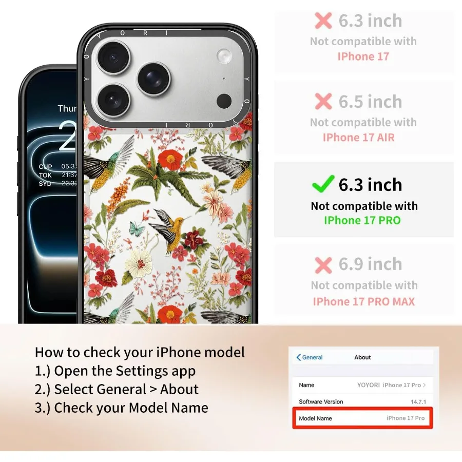 جراب iPhone 17 Pro - حماية من السقوط عسكرية بطول 6.6 قدم مع تقنية مضادة للتقشير، حافظة ممتصة للصدمات من مادة TPU باللون الأسود الشفاف تتميز #2