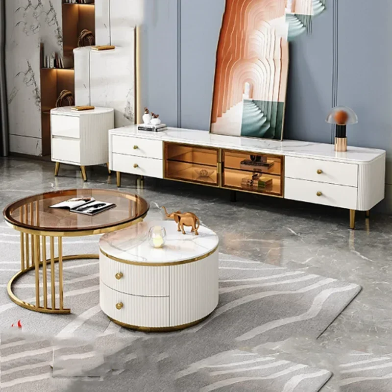 

White Luxury Drawers Tv Stand Wooden Light Nordic Designer Modern Tv Stand Salon Smart Partitions Soportes De Tv Home Furniture