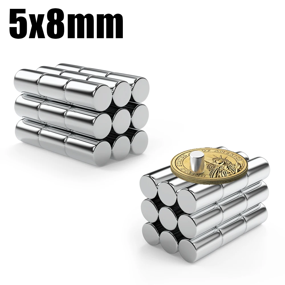 ﻿ Neodymium Magnet 5x8 Small Round Magnet N35 5mm X 8mm Permanent NdFeB Super Strong Powerful Magnets Imans 5*8 20Pcs