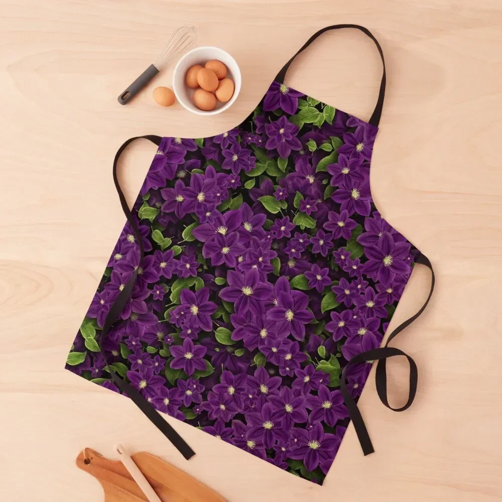 

Purple flower floral pattern Apron Chef Uniform Kitchen New 2022 Year Men's Kitchen chef costume Apron