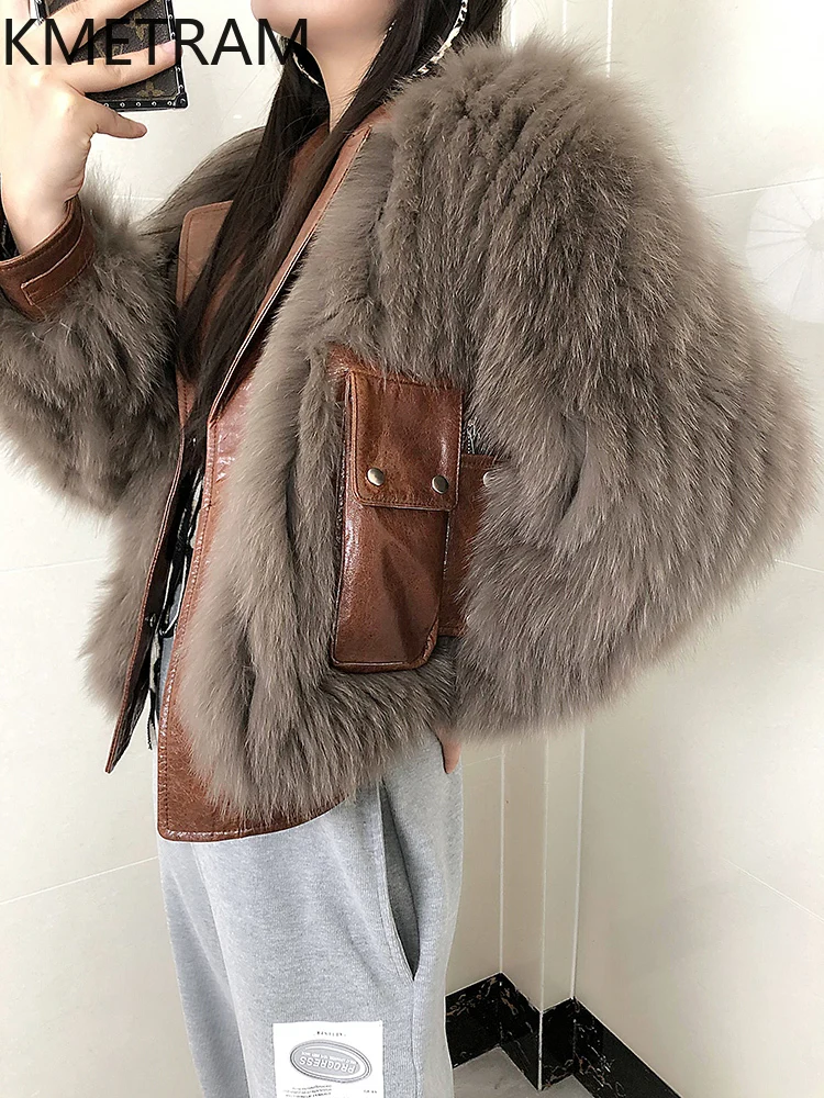 ขนสุนัขจิ้งจอกธรรมชาติผู้หญิงหรูหรา 2025 ใหม่ในOuterwearsฤดูหนาวเสื้อผ้าผู้หญิงแฟชั่นสั้นเสื้อขนสัตว์จริงба