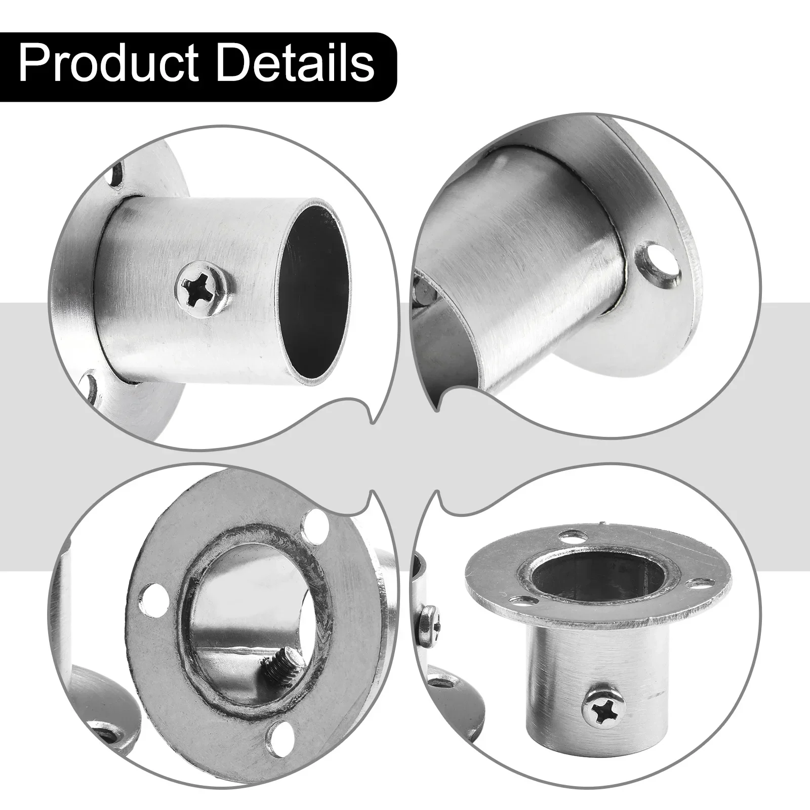 Soportes de barra de armario de 19,5mm, brida de armario de 22,5mm y 26mm, varilla de acero inoxidable de alta calidad, accesorios de soporte de 2 piezas