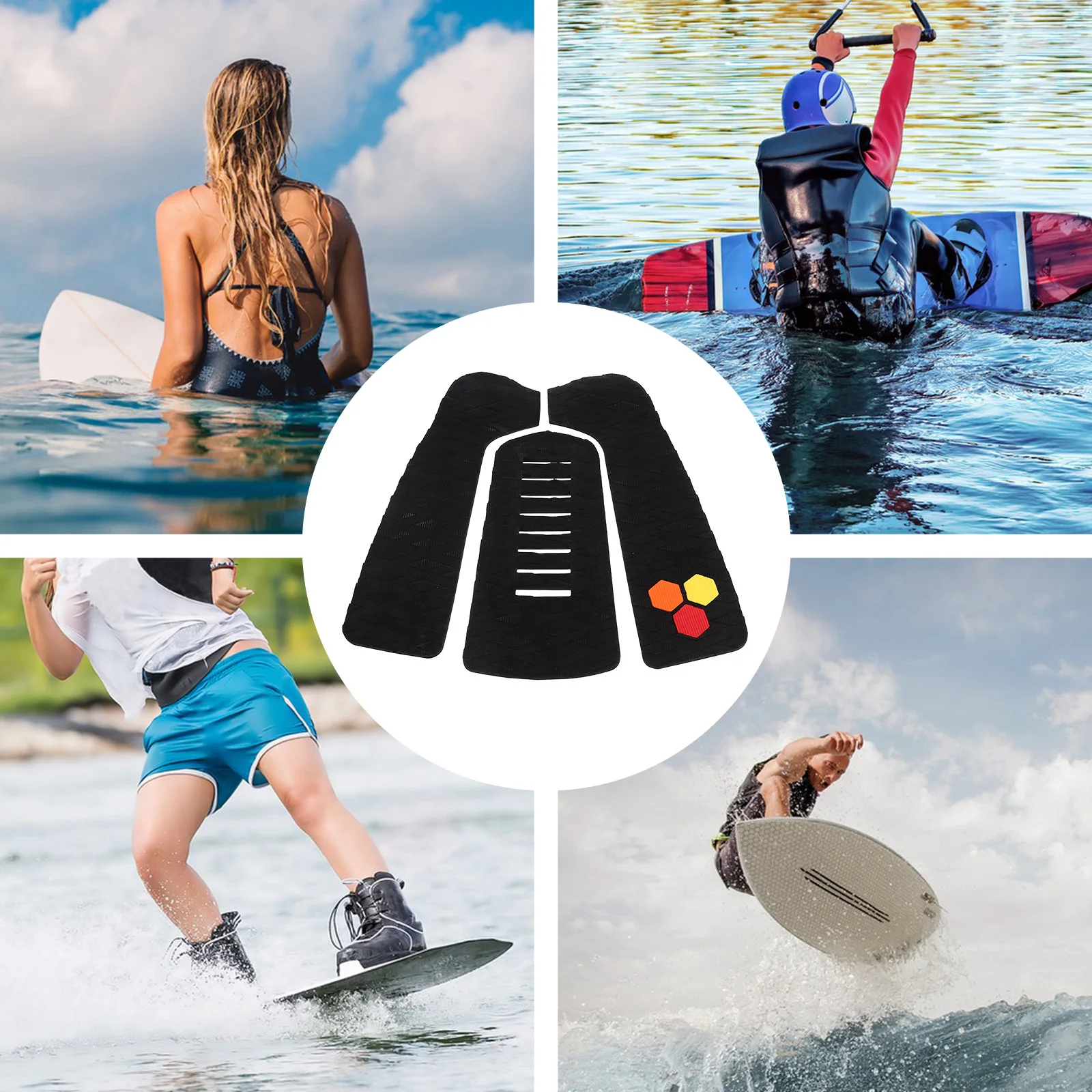 

1Set Surfboard Traction Pad Eva Material Non-Slip Grip Mats Easy Install Adhesive Skateboard Paddleboard Surfboard Deck Pads