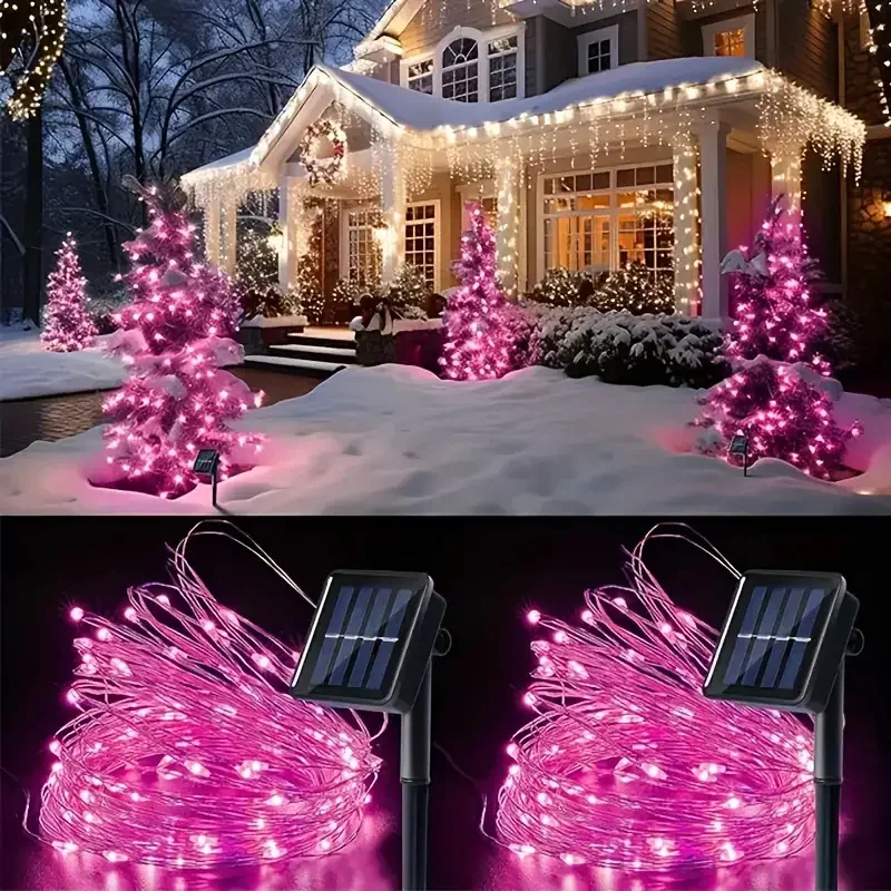 

Outdoor Solar String Light LED Fairy Garland Copper Wire Light Garden Yard Wedding Party Christmas Decoration Lamp 8 Mode