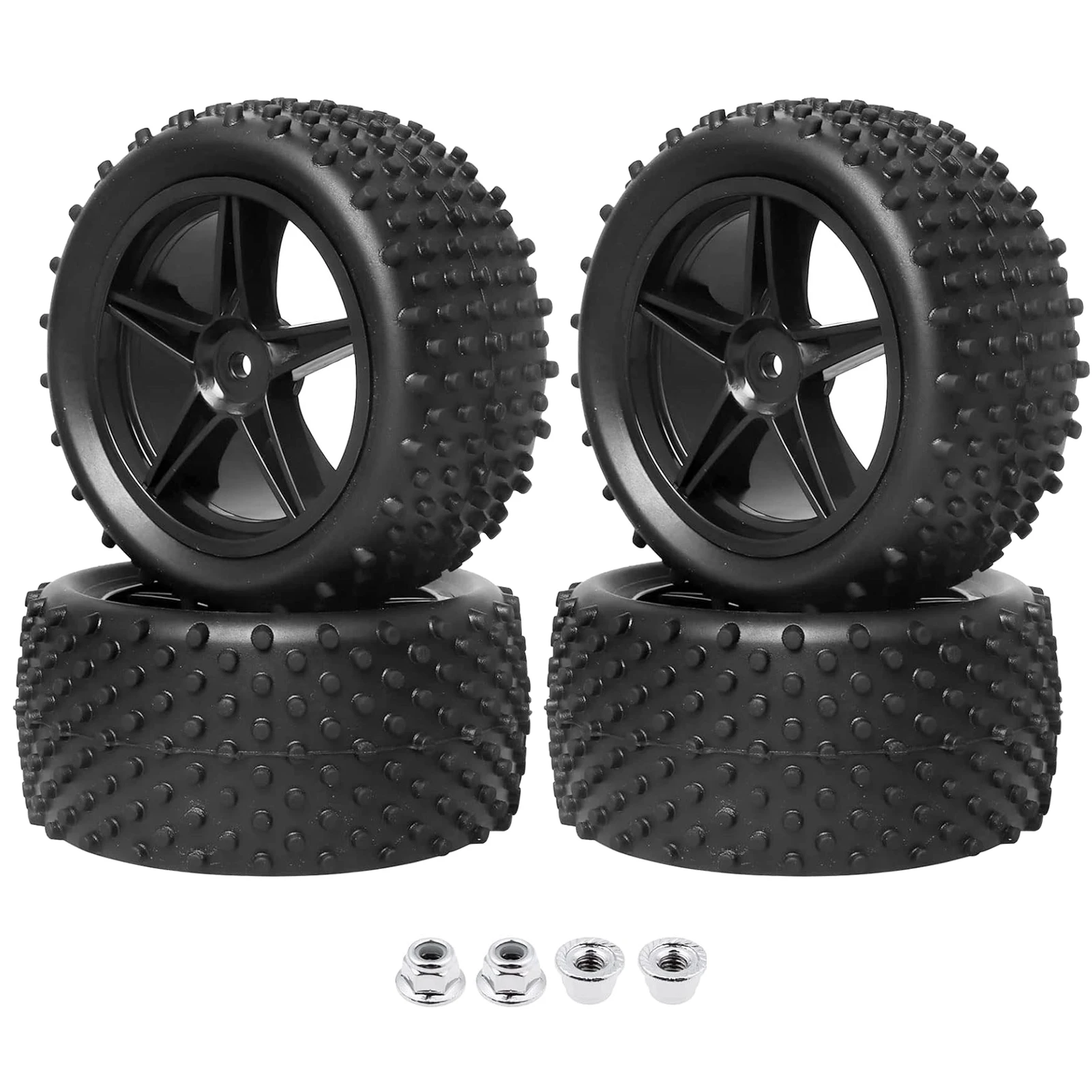 Hobbypark 12mm Hex Hubs RC 1/10 Off Road Buggy Tyre with Foam Inserts for Redcat HPI Exceed, Front and Rear Tires & Wheels Set