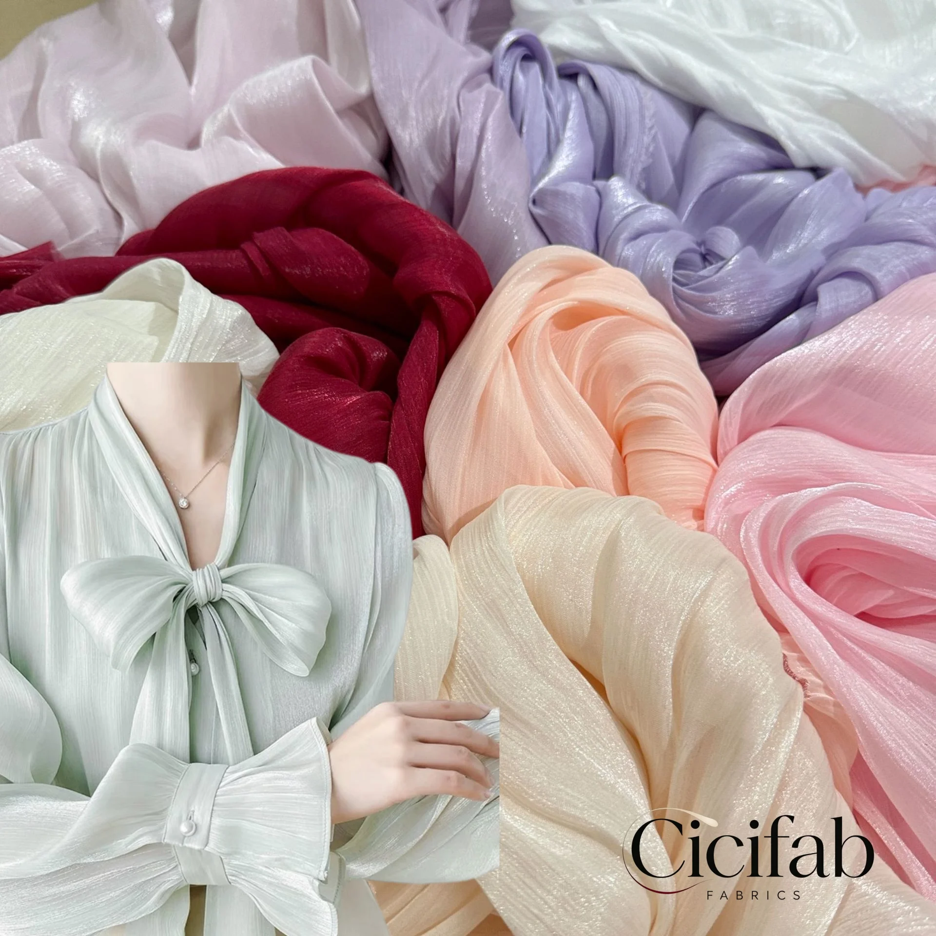 Shiny Island Crinkle Satin Fabric Textured Silk Like Glossy Cloth for Shirts Skirts Floral Wrapping and Butterfly Decor DIY