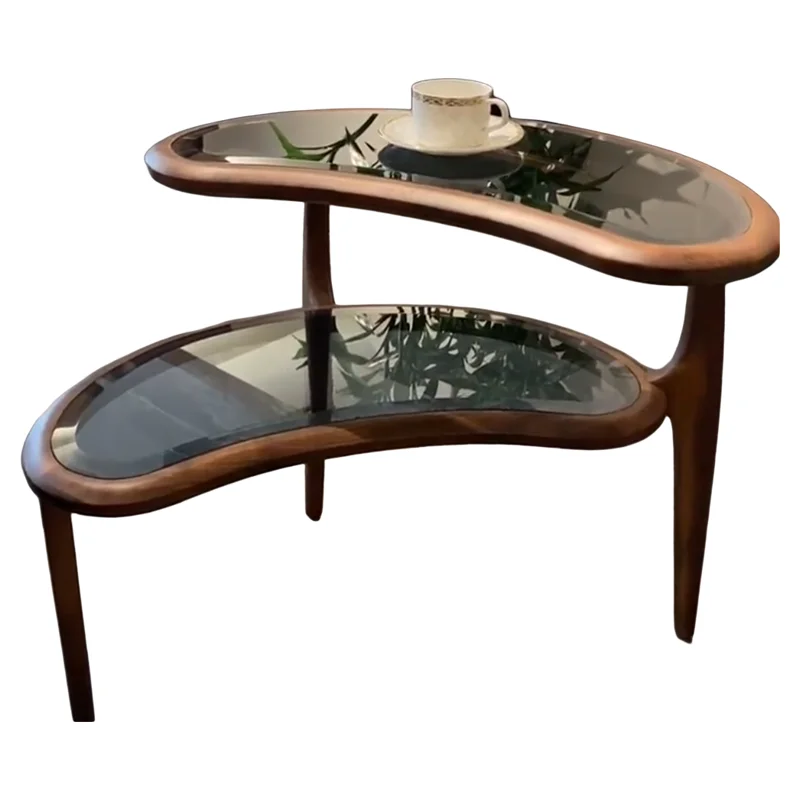 

New Chinese ebony sofa edge few modern simple solid wood corner few double-layer storage high-end living room