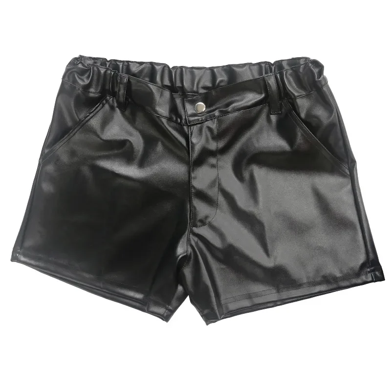 YUFEIDA PU Leather Hot Shorts Men Nightclub Punk Trunks Festival Party Pole Dance Outfit Casual Boxershorts Zipper Leather Pants