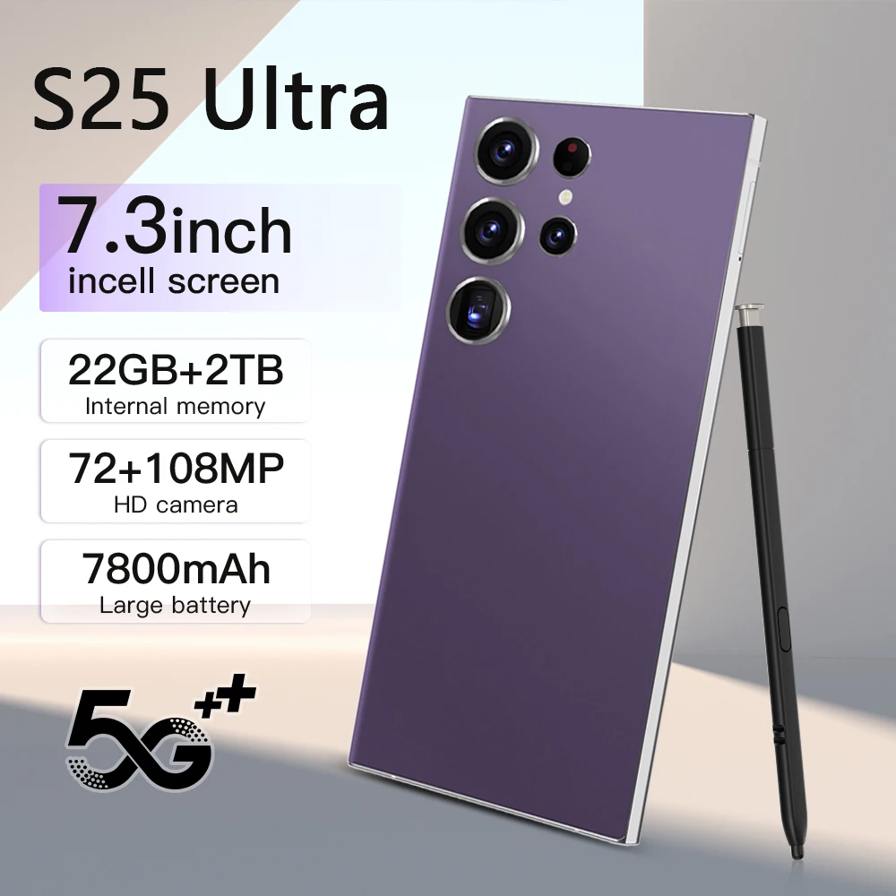 

2025 HOT NEW S25 Ultra original intelligent 5G dual card dual standby Android 14 system global version 8000mAh battery