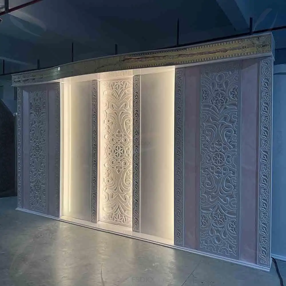 

Events Custom Modern Wedding Backdrop White Arc Arch Acrylic PVC 3D Curve Backdrop Stage Decoration With LED Light