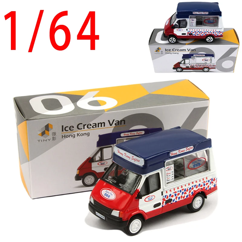 Tiny Diecast 1/64 Scale ICE CREAM VAN Car Model Alloy ICE CREAM Hong Kong Ice Cream Truck Car Model Play Vehicles Toys for Boys