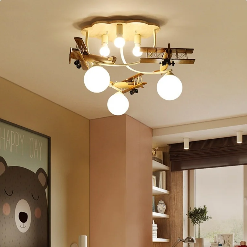Nordic Children's Room Lights Cartoon Lights Rooms Aircraft Lights Bedroom Study Room Lights Simple Modern LED Lighting Fixtures