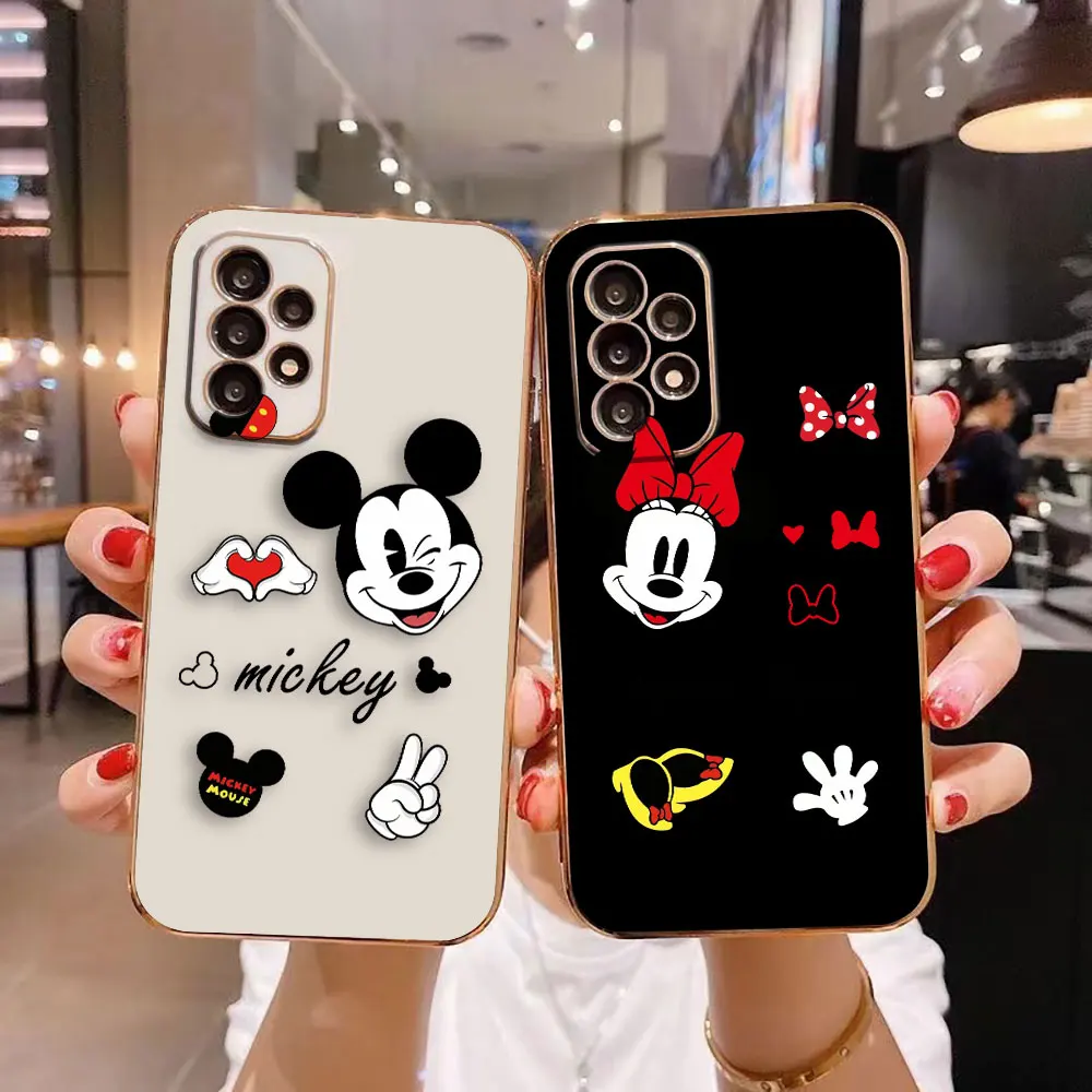 Cover Smooth E-TPU Phone Case For Samsung A73 A72 A71 A54 A53 A52 A51 A33 A32 A23 A22 5G Case Funda Cute M-Mickey M-Minnie Mouse