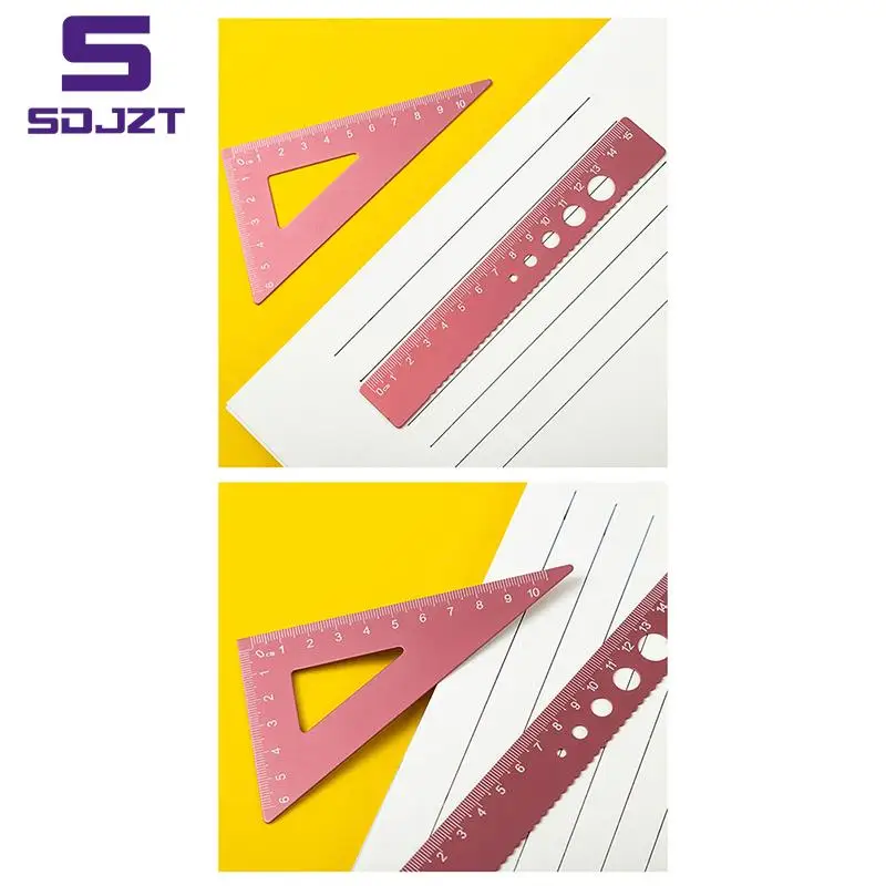 4PCS/Set Aluminum Alloy Ruler Drawing Measurement Geometry TriangleRuler straightedge Protractor A variety of rulers