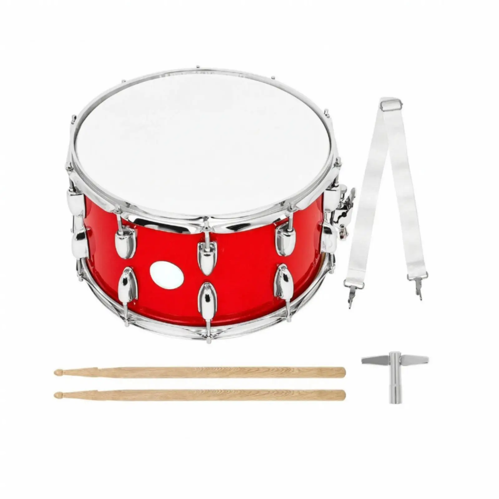Heavy Duty Steel Snare Drum 14x8 for Band Practice with Tuning Key Sticks Strap Included for Percussion Ensembles