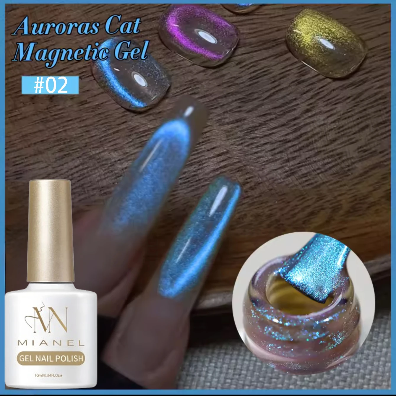 MIANEL 93A 10ML 2025 Newly Upgraded Blue Tears Ice Translucent Cat Eye Gel Polish - Viral Hit Blue-Purple Glass Bead Nail Art