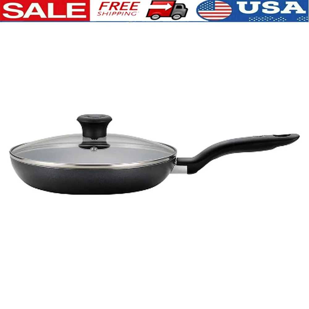 

10 Inch Nonstick Frying Pan with Lid Vented Glass Comfortable Handle Thermo-Spot Technology Easy Cleanup Dishwasher Safe