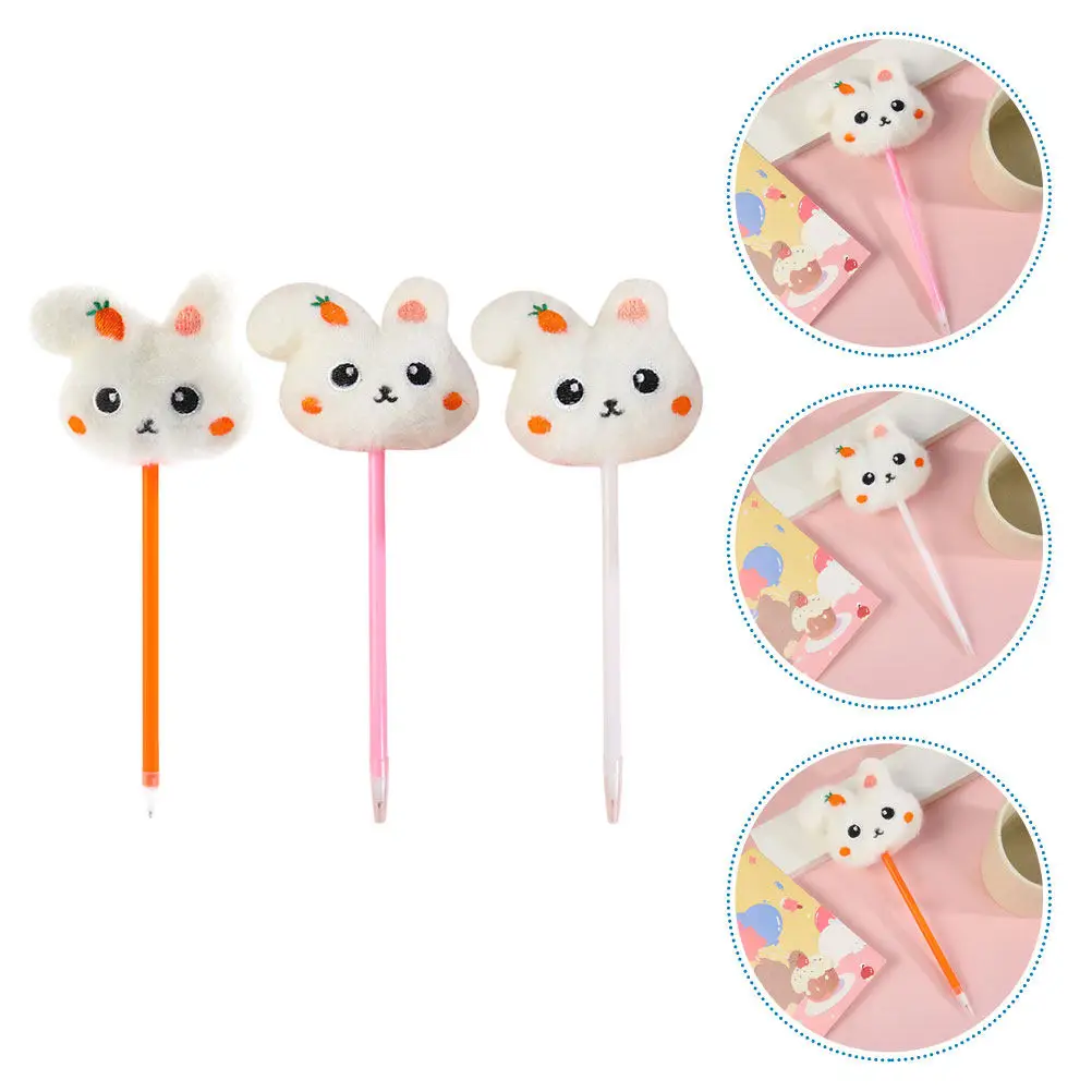 

3Pcs Adorable Bunny Ballpoint Pens Rabbit Shape Stuffed Writing Pens Portable Office Classroom Kawaii Stationery Novelty Student