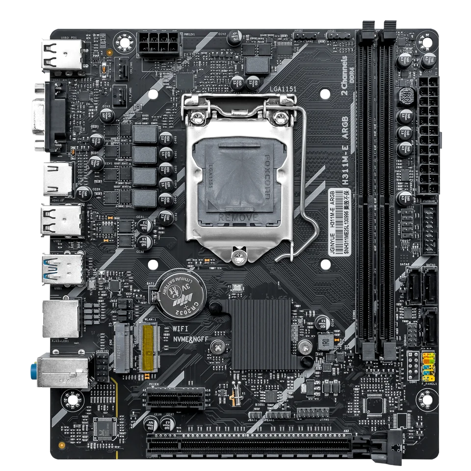 JGINYUE M311M-E DDR3 ARGB Motherboard Support In tel 6/7/8/9th DDR3 M-ATX 32GB RAM Desktop PC PCIe3.0 SATA Double ARGB TPM Slot