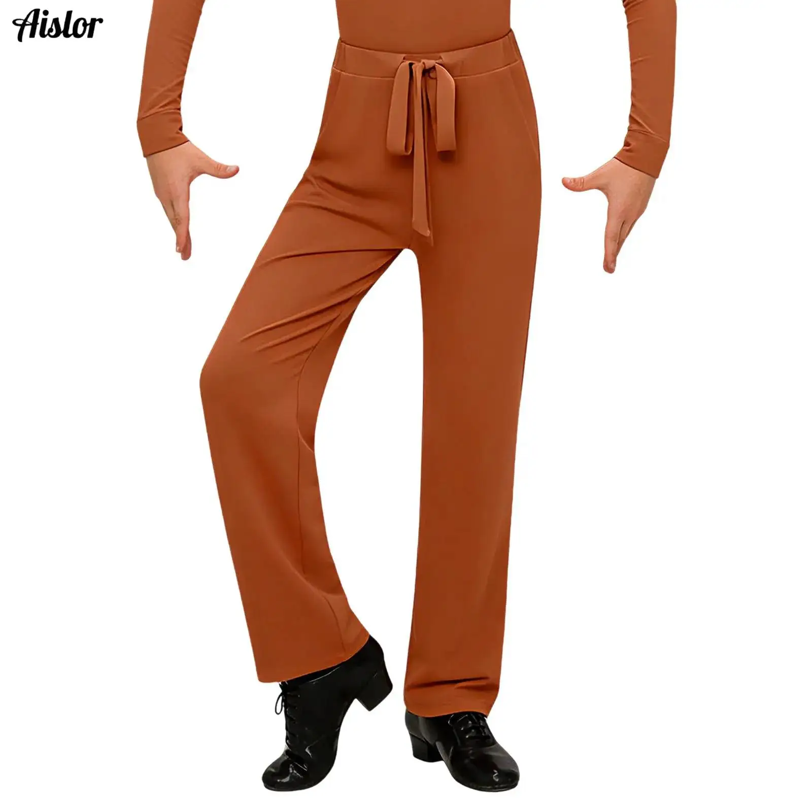 

Latin Dance Pants Boys Elastic Waistband Wide Leg Trousers Kids Latin Dance Competition Costumes Children Rumba Cha Cha Clothes