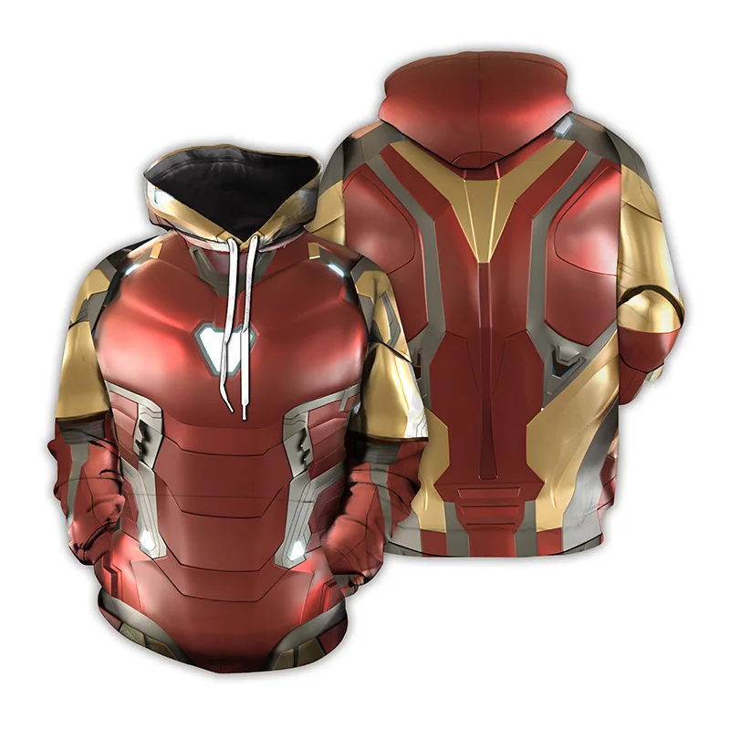 Superhero Iron Man Cosplay Hoodie 3D Printed Sports Wear Iron Man Jacket Iron Man Polyester Thin Party Costume for Unisex