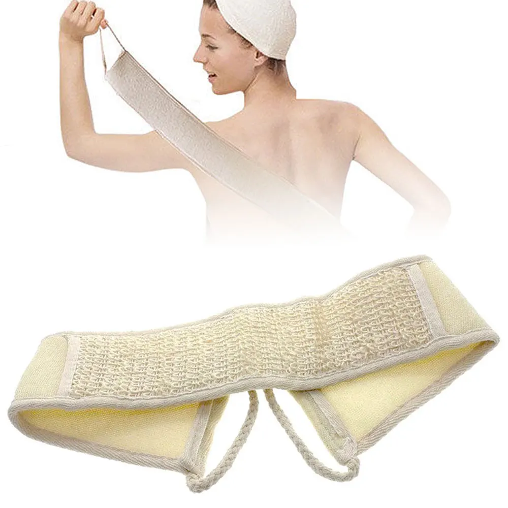 Natural Loofah Back Strap Bath Brush Exfoliating and Rubbing Back Cleaning Tool Personal Shower Body Scrubber Brush New