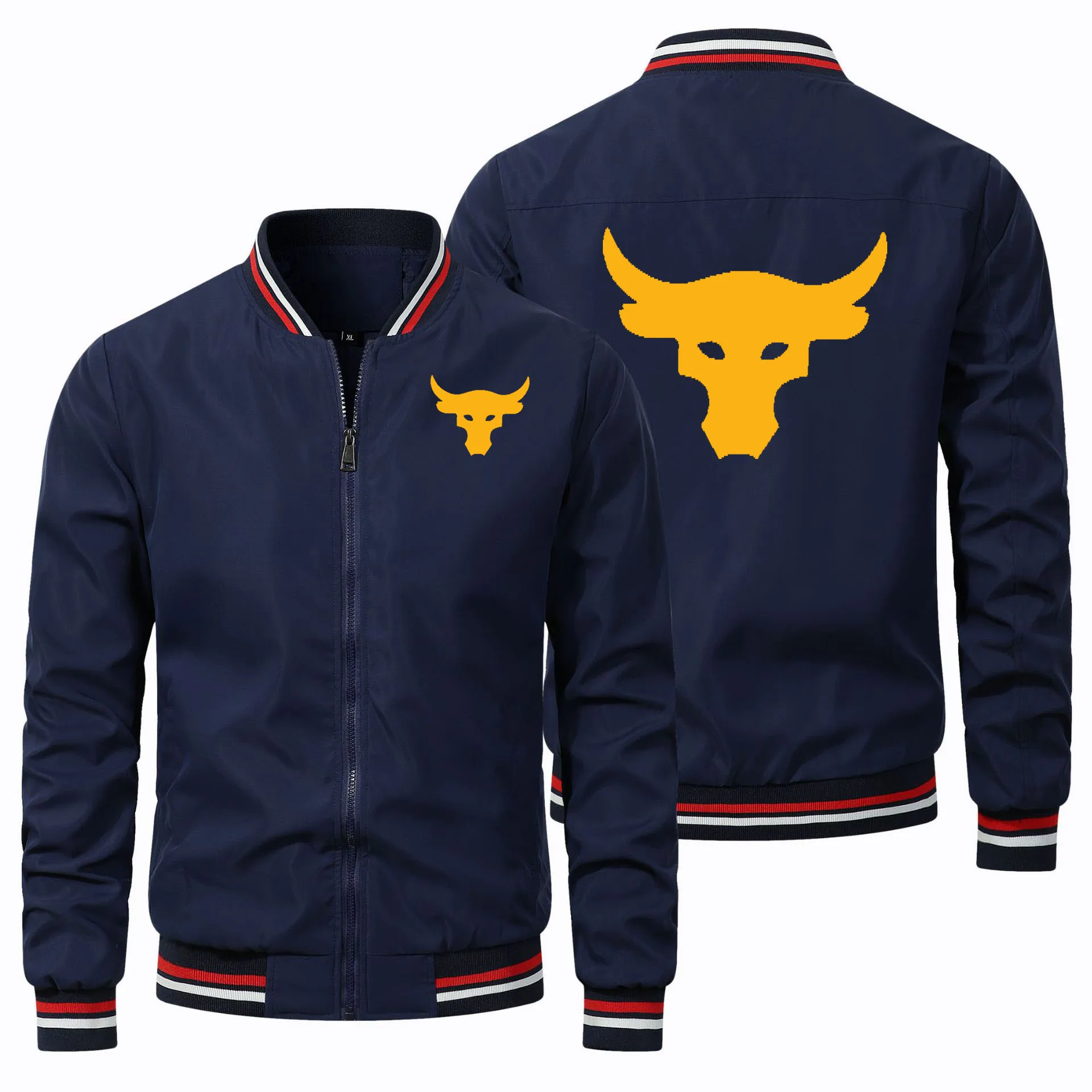 2024 Men's Jackets Streetwear Dwayne Johnson Brahma Bull Tattoo Autumn New Trend Windbreak y2k crew neck zipper jacket for men