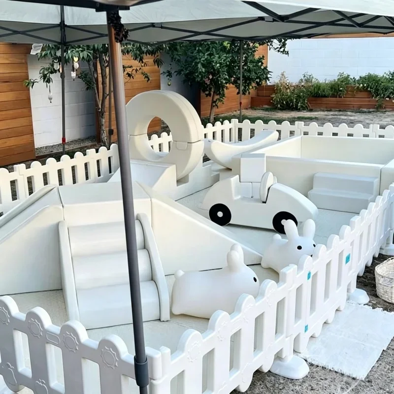 Commercial White Indoor Soft Play Equipment, Toddler Soft Play Set for Playground & Party Event Rental
