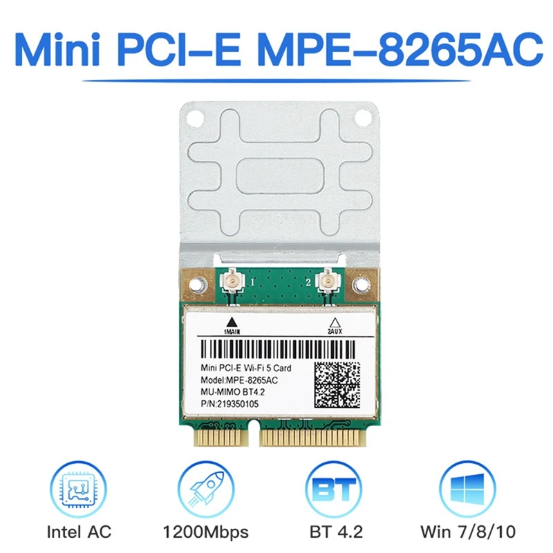 MPE-8265AC Wireless Half Mini PCI-E Wifi Card Mini Pcie Wifi Card Wifi 5 Dual Band 802.11AC 2.4Ghz 5Ghz Network Card