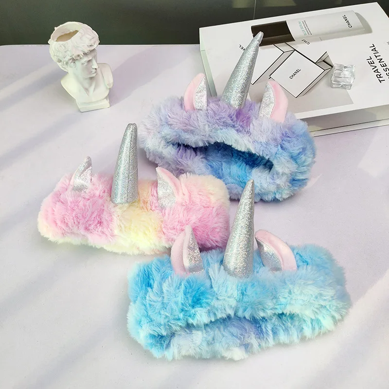 

Cute Tie-Dye Unicorn Headband Adjustable Makeup Hair Band for Women Girls Skincare Party Cosplay Accessories