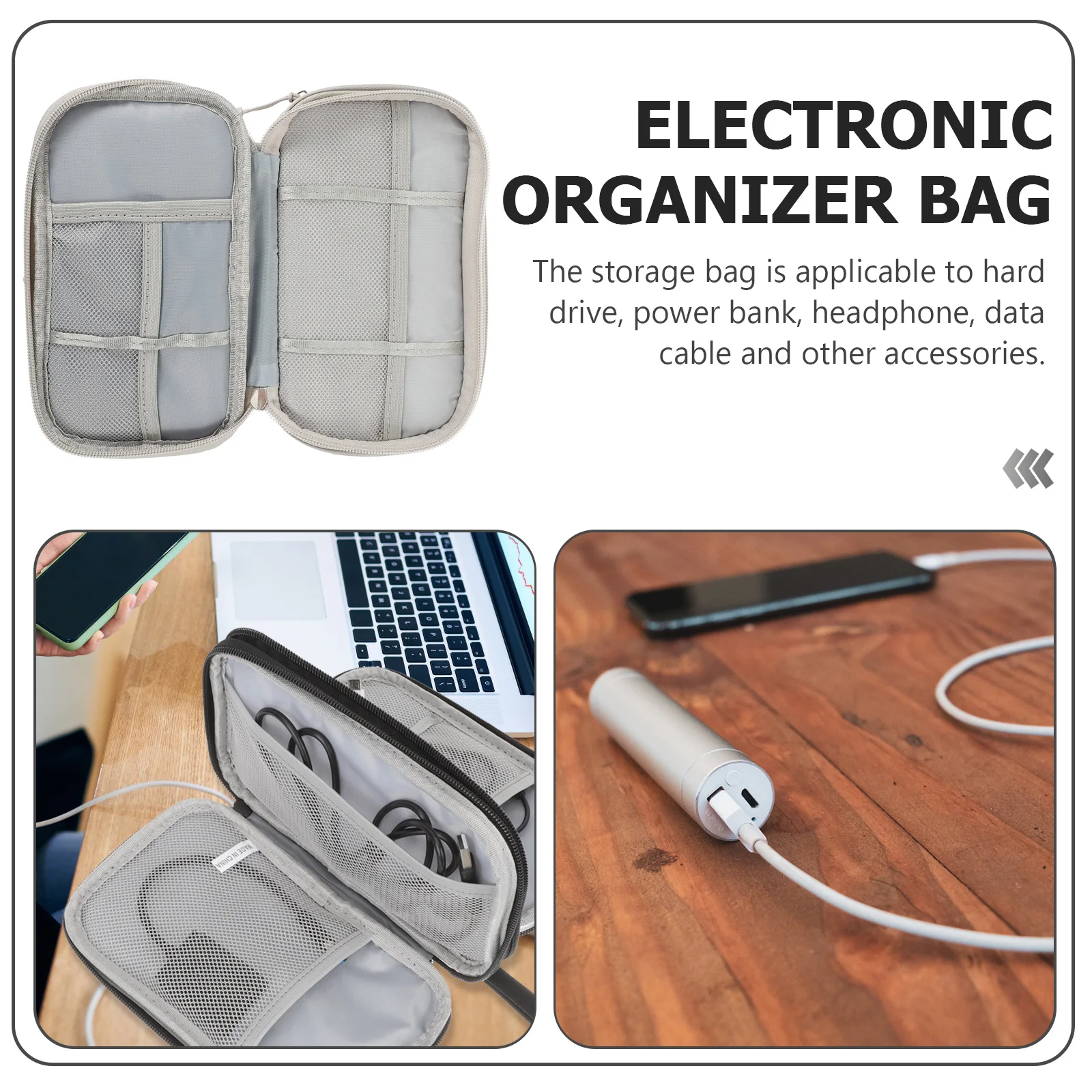 

Power Bank U Disk Plug Storage Bag Durable Lightweight Travel Electronic Organizer Pouch Cable Case for USB Flash