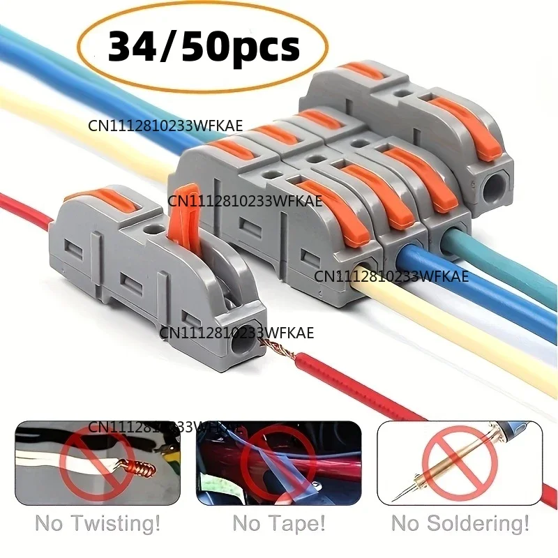 Wire Connectors1 to 1 Inline Electrical Lever Wire Connectors Nuts Push-in Quick Conductor Compact Splicing Connectors 28-12 AWG