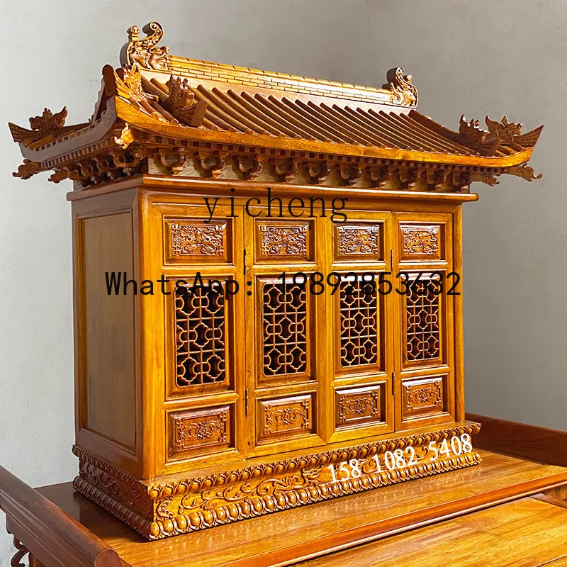 X2 Buddhist niche ancient building roof antique with door shrine tenon and mortise split table can be put family tree genealogy