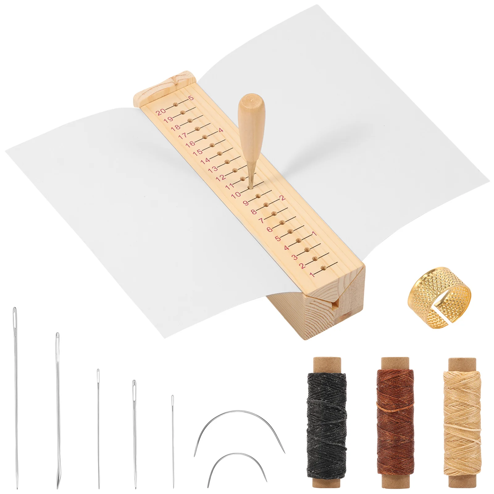 Wood Book Binding Cradle with Awl Portable Bookbinding Punching Cradle Bookbinding Supplies for Home DIY Crafts Signatures