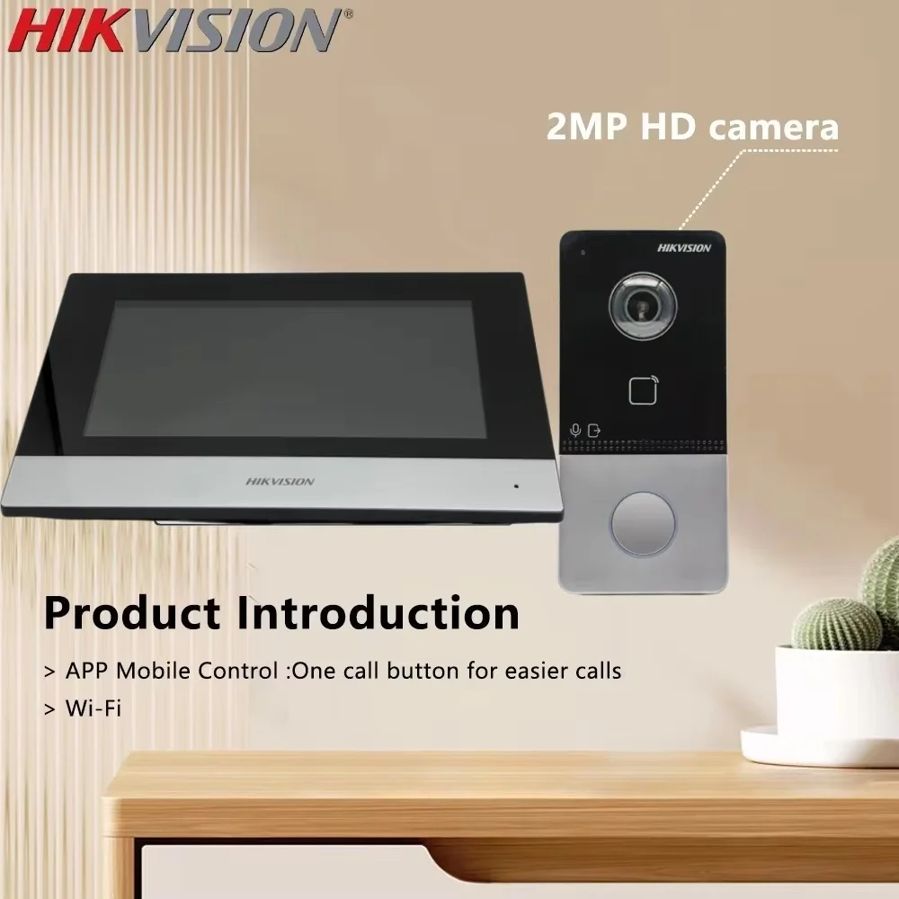 Kit de videoportero Hikvision DS-KIS603-P(C) Micrófono incorporado Multilingüe 802.3af POE