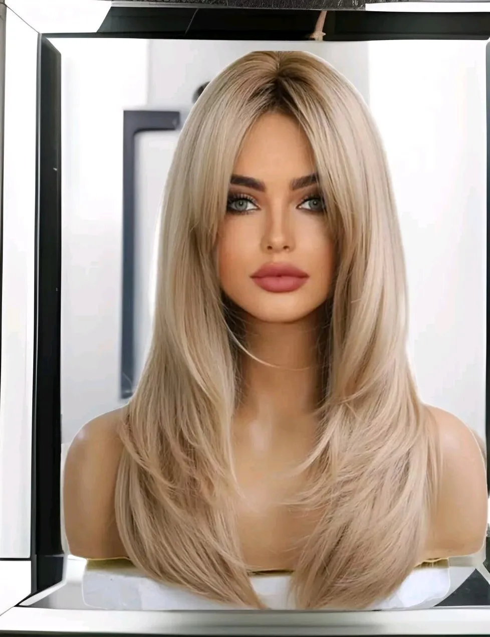 

Gold BLONDE HAIR Blend Multicolor Wavy Curly bangs layers