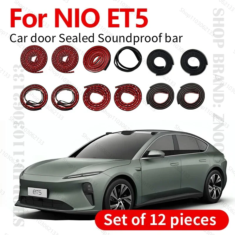 Car Door Seal Strip Rubber Double Layer Sealing Protector Soundproof Strip Dustproof Seal Strip 12PCS Set For 2023-2025 NIO ET5