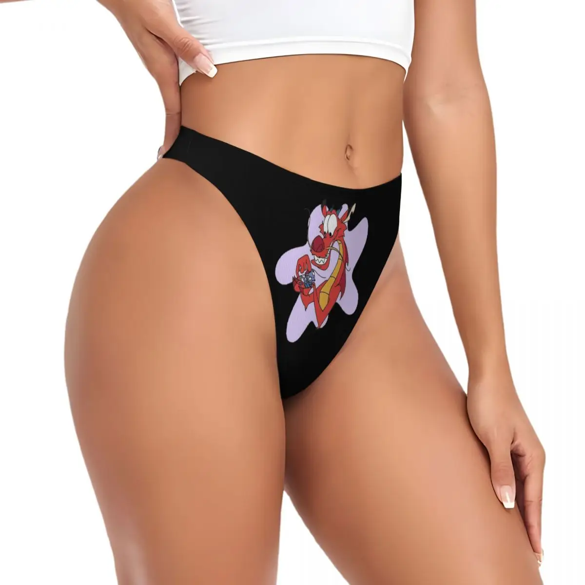 Custom Women Mushu Dragon Cute G-string Panties Female Soft Thongs Underwear