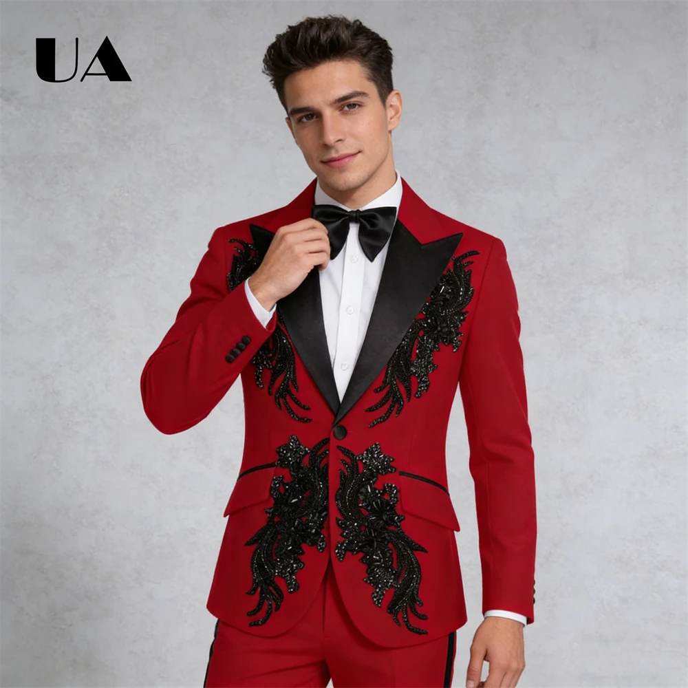 

ULBYANRY Customized Groom Sui Set, Jacket Pants Formal Evening Prom Suit Attire Single Button Blazer XXS-7XL