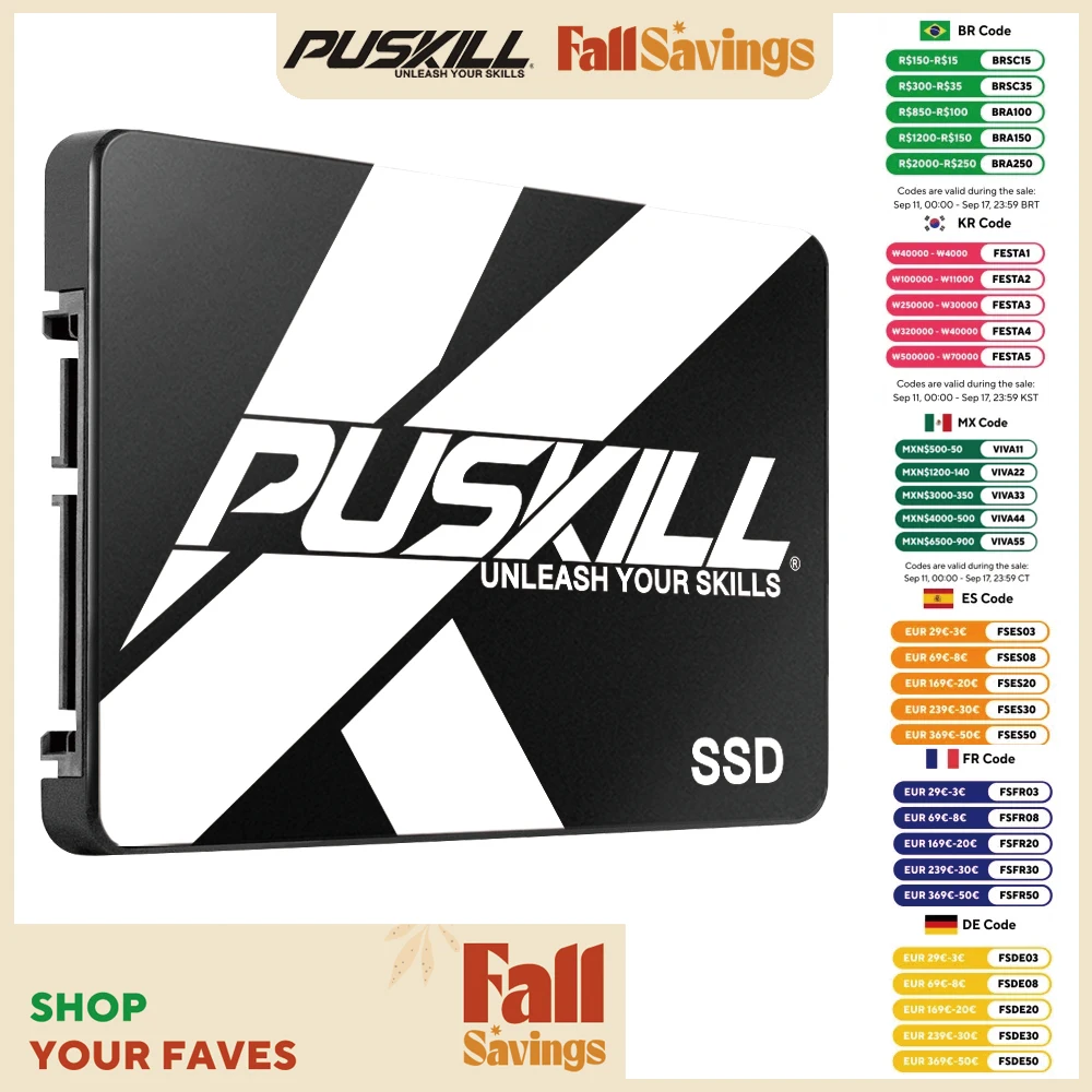 PUSKILL SATA3 SSD 1TB 2TB 256GB 240GB 2.5 내부 하드 드라이브 120GB 128 480GB 512GB 노트북 데스크톱 용 솔리드 스테이트 하드 디스크