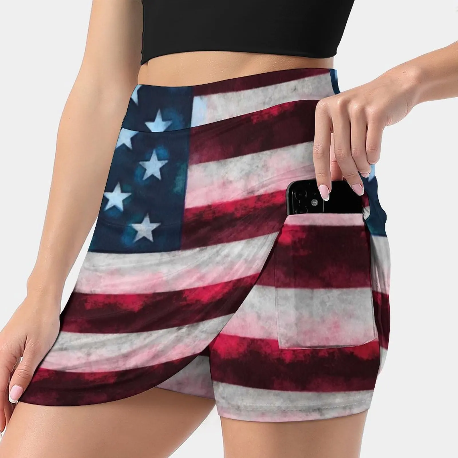

Женская мини-юбка с флагом США, трапециевидная юбка с карманами, американский флаг США, 4 июля, 4 июля