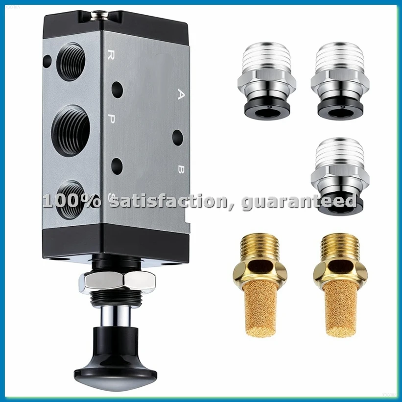 Pneumatic Air Hand Lever Valve, 5 Way 2 Position 1/4inch NPT Solenoid Valve Manual Control Direct Driving Type 4R210-08-A56M