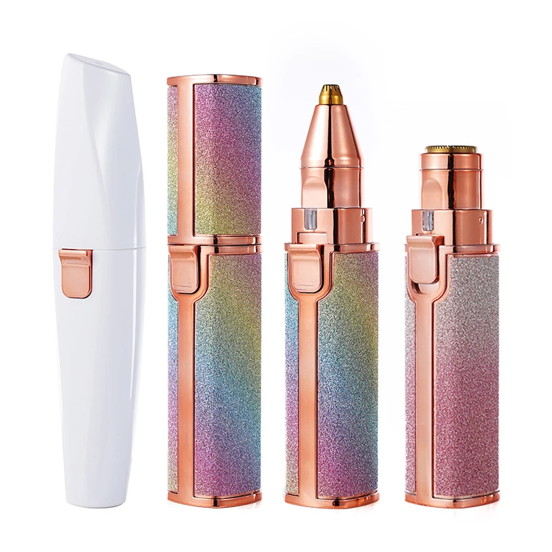 2 In 1 Rechargeable Epilator Electric Eyebrow Trimmer Female Body Facial Lipstick Shape Hair Removal Mini Painless Razor JJ3195