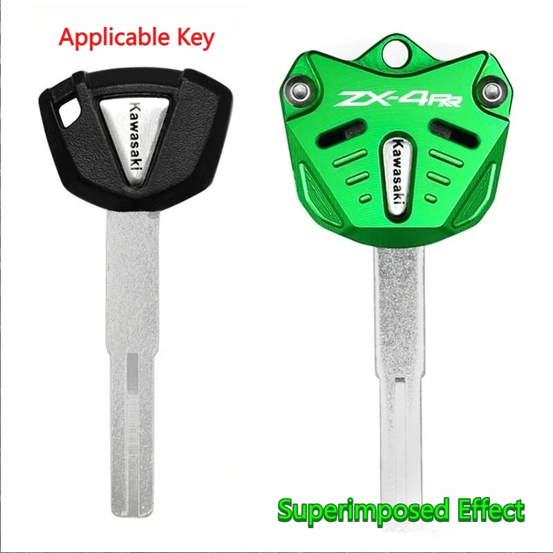 For Kawasaki ZX4R ZX4RR Motorcycle Aluminum Key Cover Shell With Horseshoe Buckle Keychain