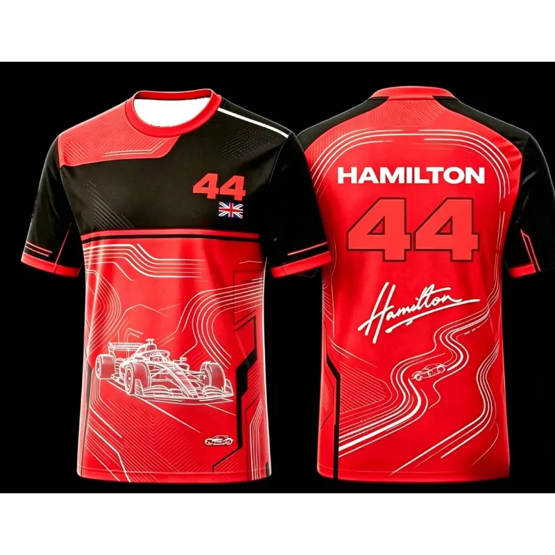 2026 Special Edition Hamilton #44 Red Black Racing T Shirt Unisex Summer Breathable Quick Dry Motorsport Fans Casual Top Cycling