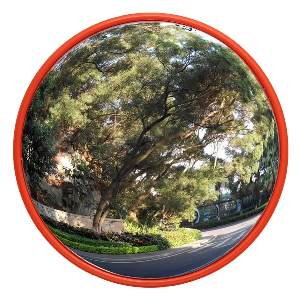 30cm Convex Mirror Distance Red PC Outdoor Round 30cm/12'' Supermarket Wide Angle Parking Security Corner Road