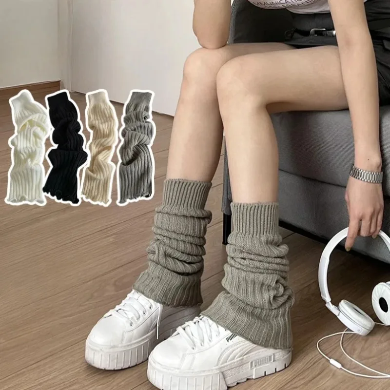 57Cm Japanese Lolita Style Knitted Leg Warmers Women Winter Ankle Warmers Gothic Long Thin Boot Cuffs for Girls Cosplay Daily We