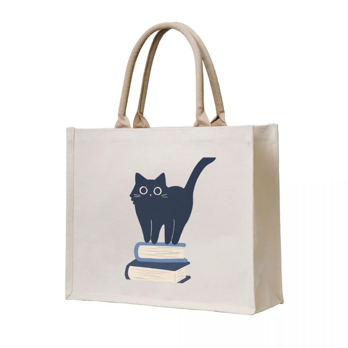 

Cat on pile of books Tote Bag Women bags Reusable bags tote bag university female bag